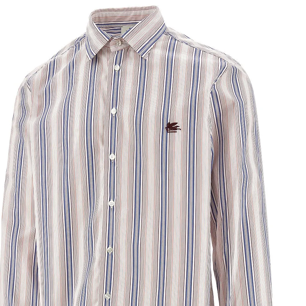 Camicia in popeline a righe con logo Pegaso