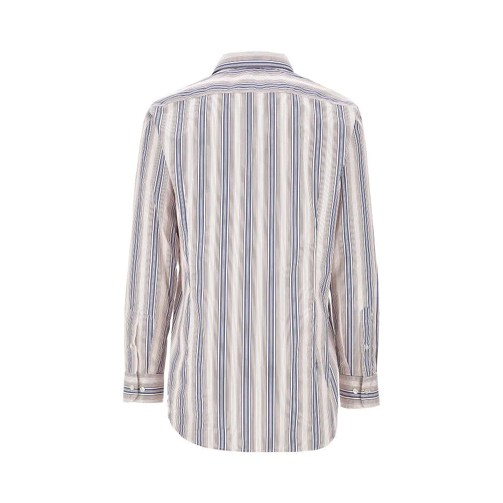 Camicia in popeline a righe con logo Pegaso