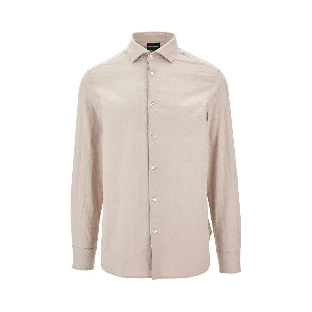 Camicia in popeline jacquard all-over logo
