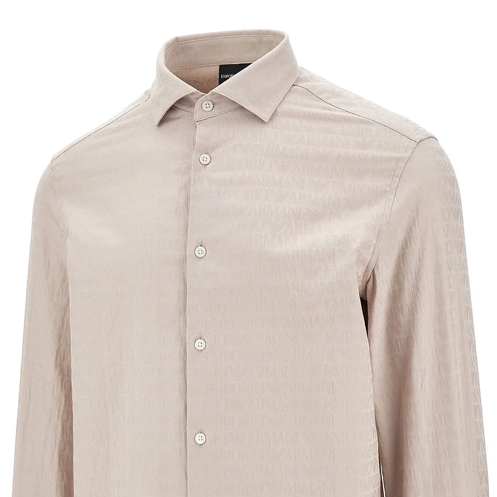 Camicia in popeline jacquard all-over logo