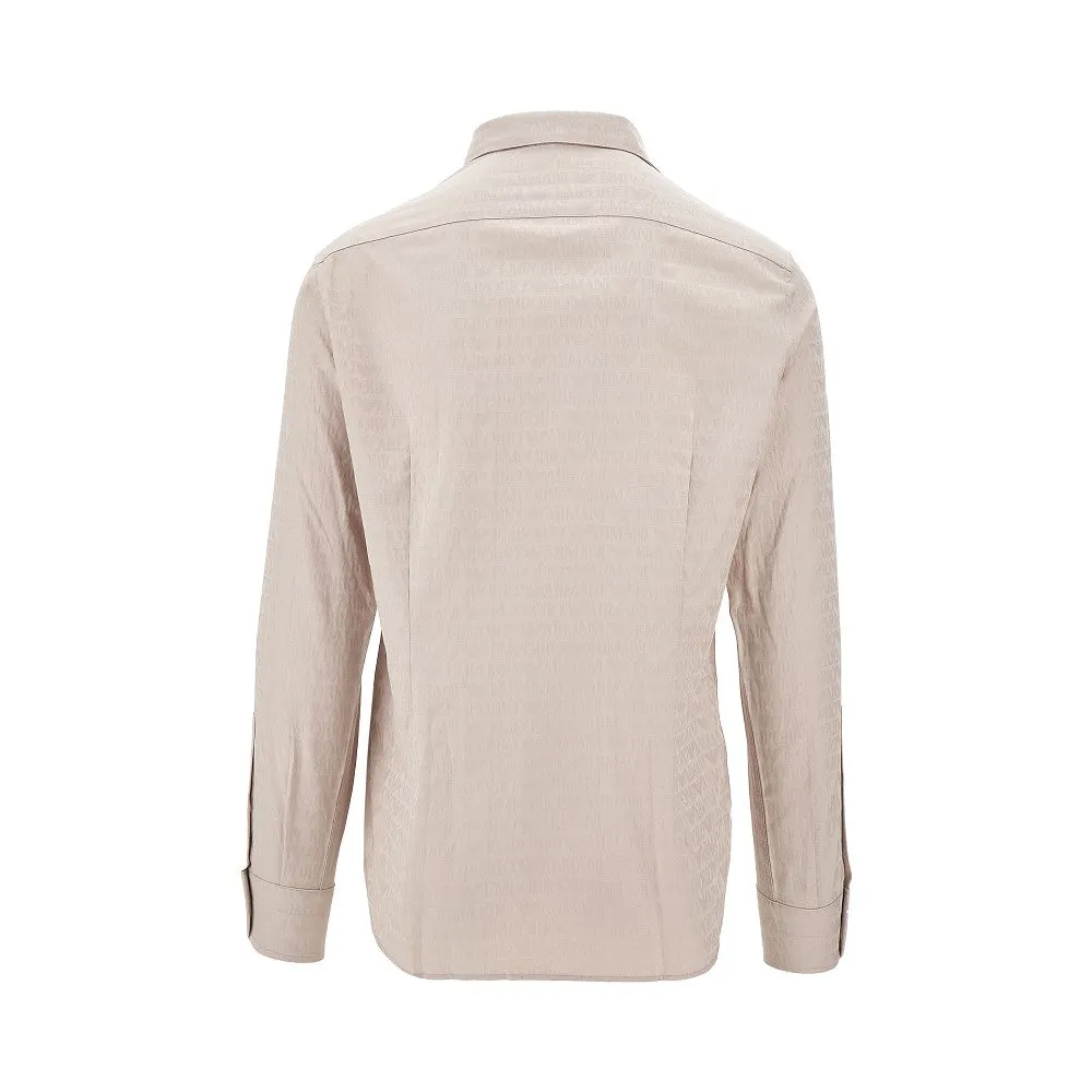 Camicia in popeline jacquard all-over logo