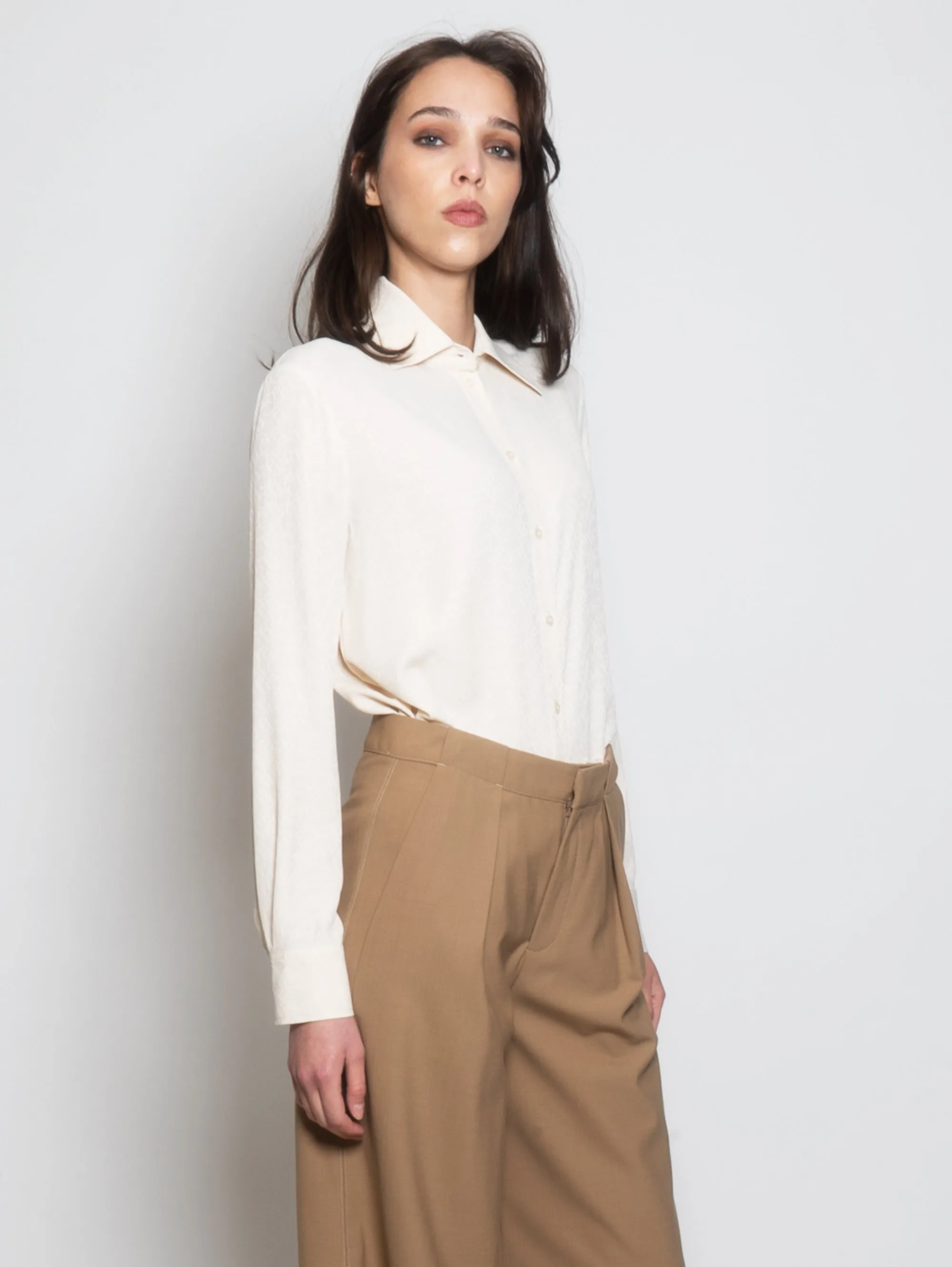 Camicia Monogram Logo in Crepe Cipria