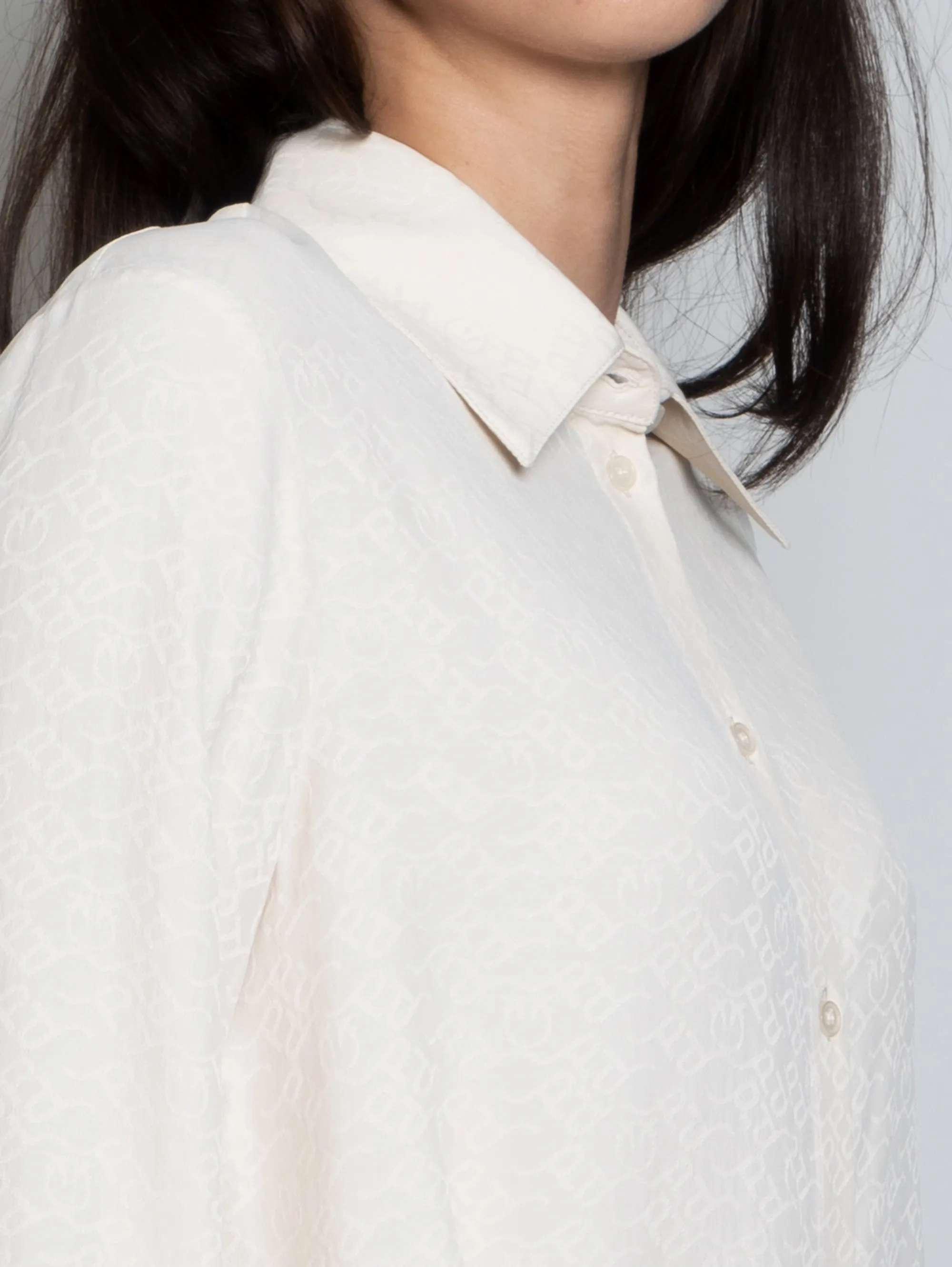 Camicia Monogram Logo in Crepe Cipria