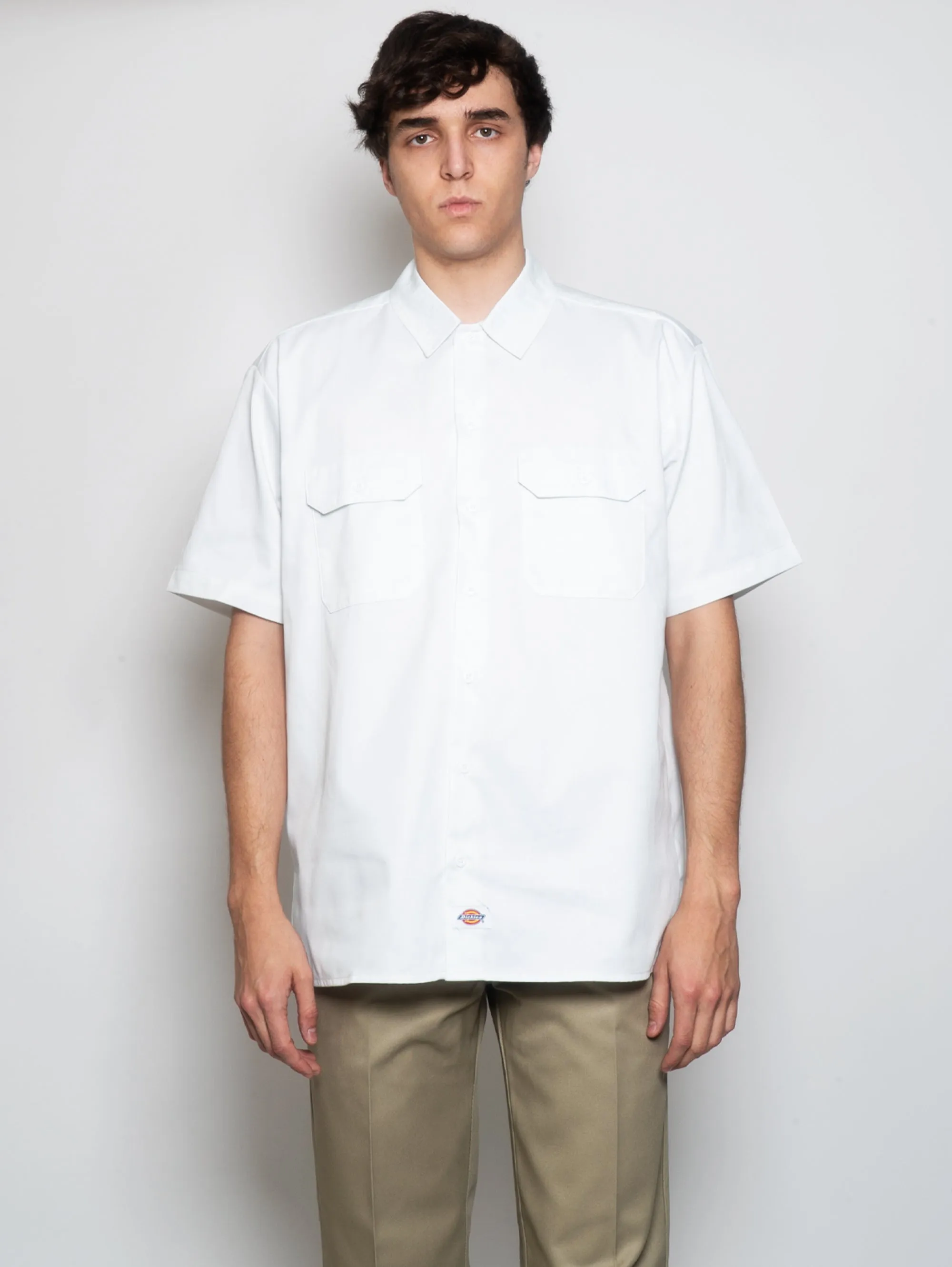 Camicia Worker Maniche Corte Bianco