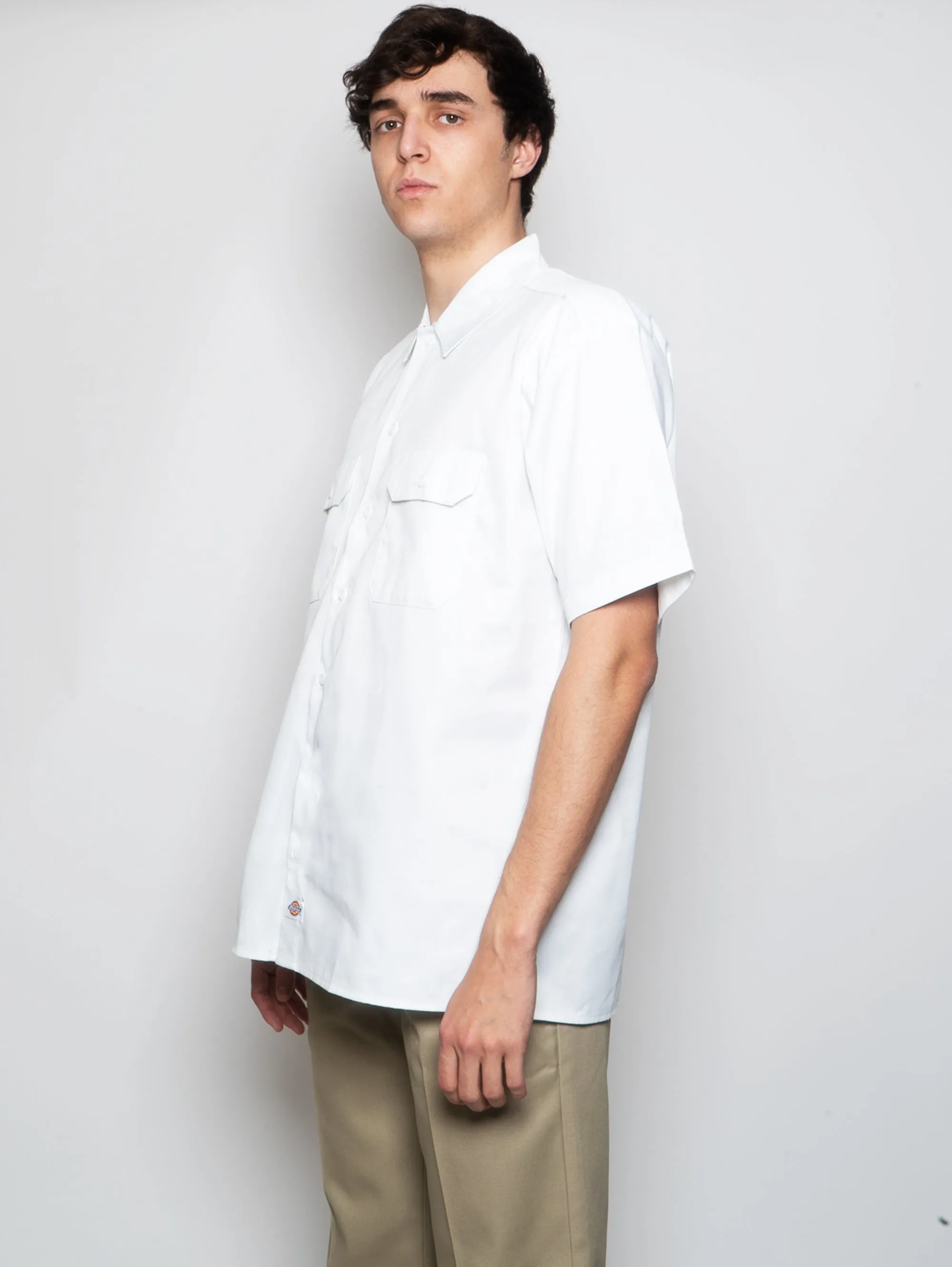 Camicia Worker Maniche Corte Bianco