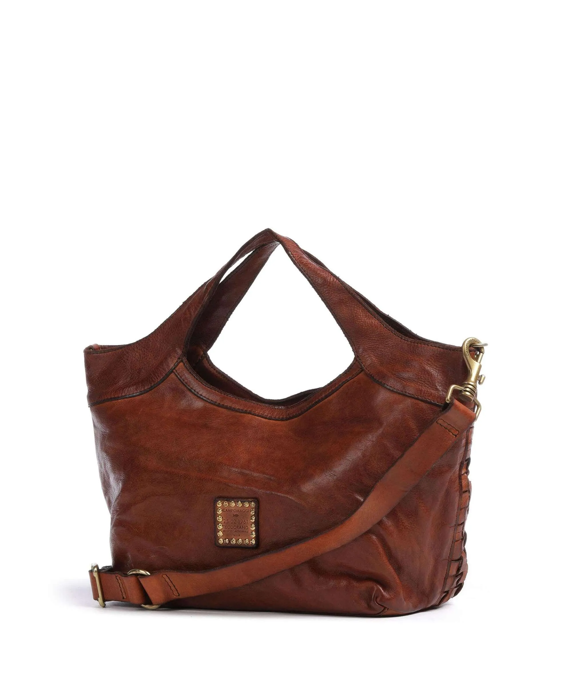  Campomaggi Borsa a mano pelle di vacchetta grana cognac  