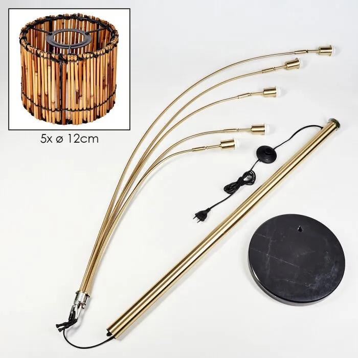 Cando Lampada da terra Ottone, Nero, 5-Luci