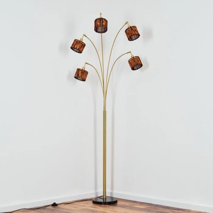 Cando Lampada da terra Ottone, Nero, 5-Luci