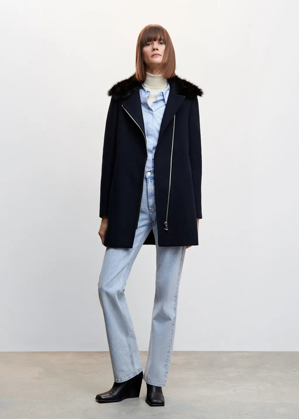 Cappotto collo pelliccia smontabile