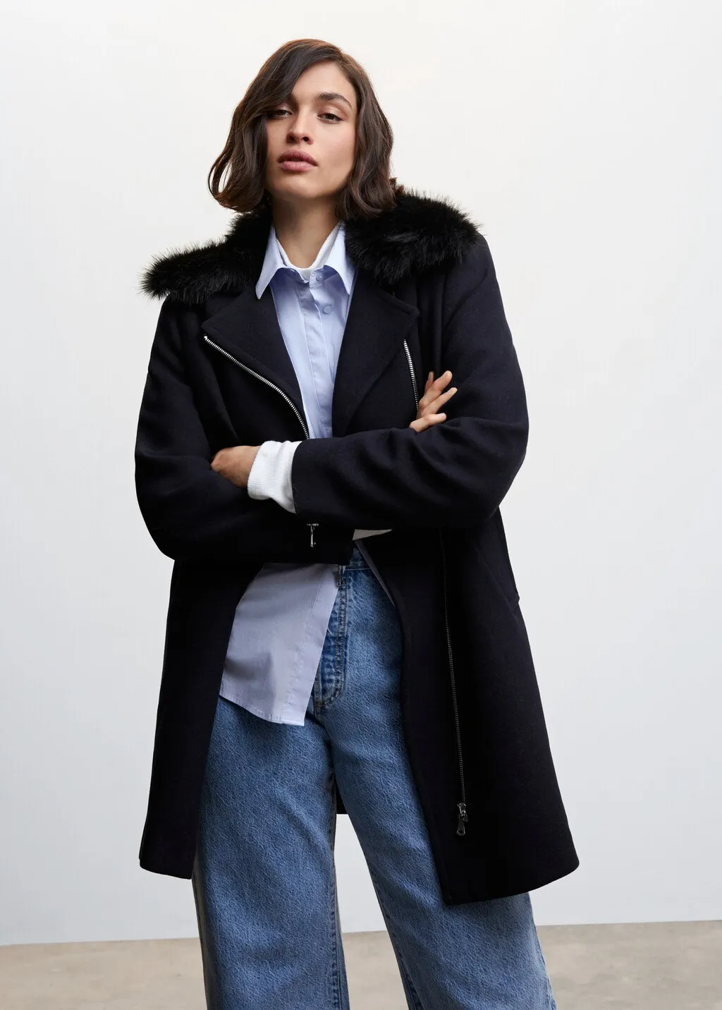 Cappotto collo pelliccia smontabile