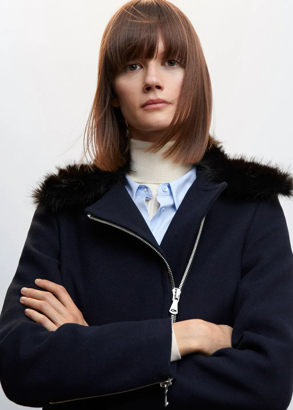 Cappotto collo pelliccia smontabile