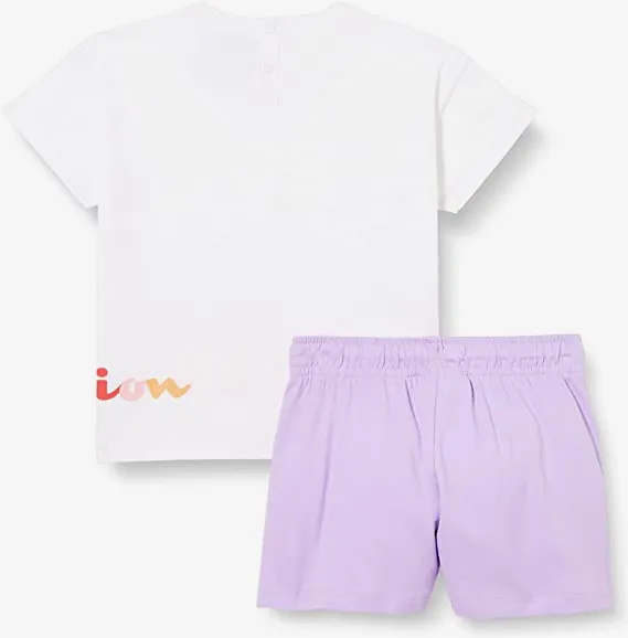 Champion Completino da bambina Legacy American Classics logo T-shirt + Short 404686 WW001 WHT white-lavanda