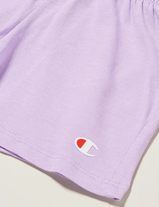 Champion Completino da bambina Legacy American Classics logo T-shirt + Short 404686 WW001 WHT white-lavanda