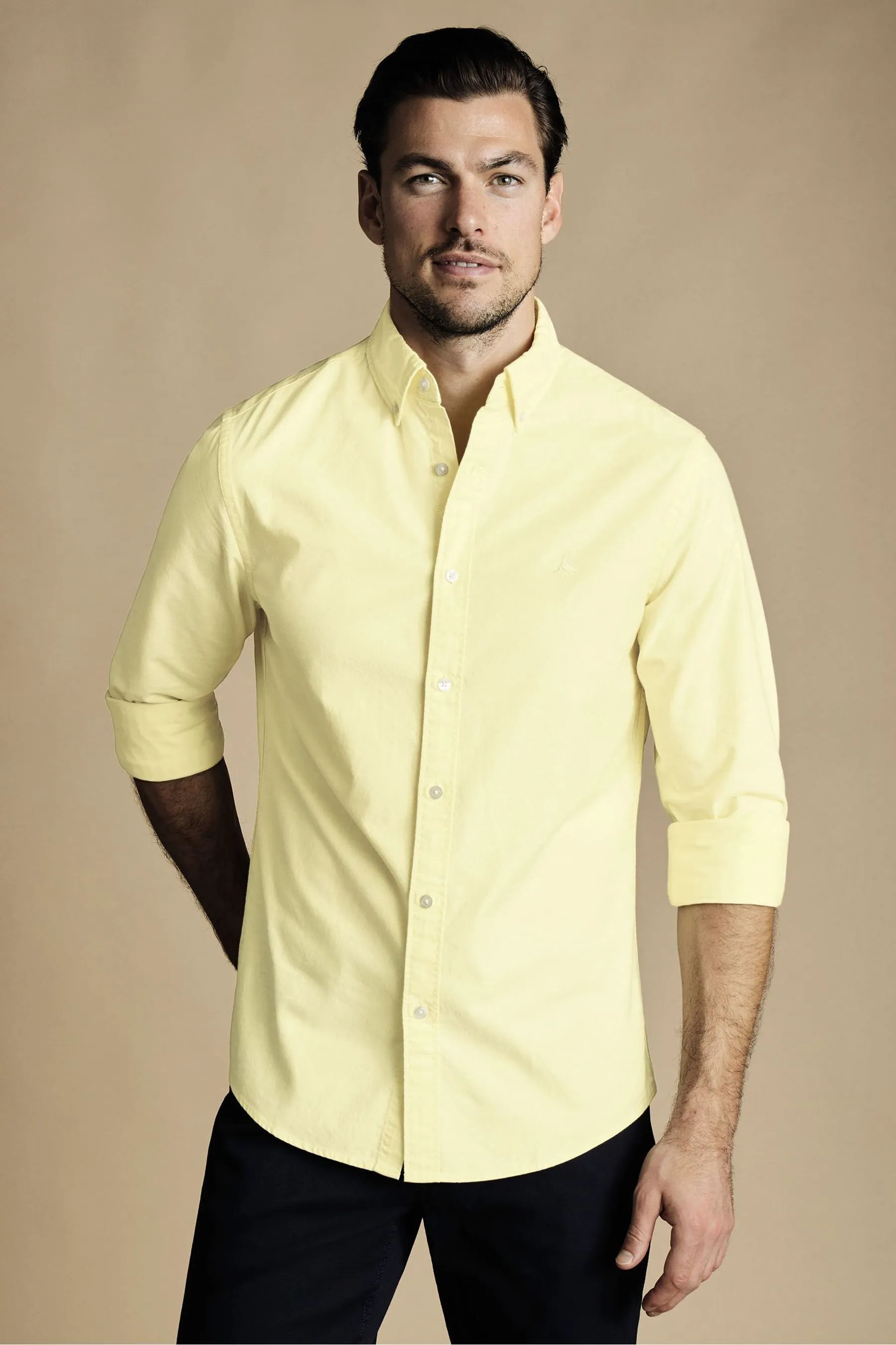 Charles Tyrwhitt Plain Vestibilità slim Button-down Washed Oxford 100% Cotone Camicia    