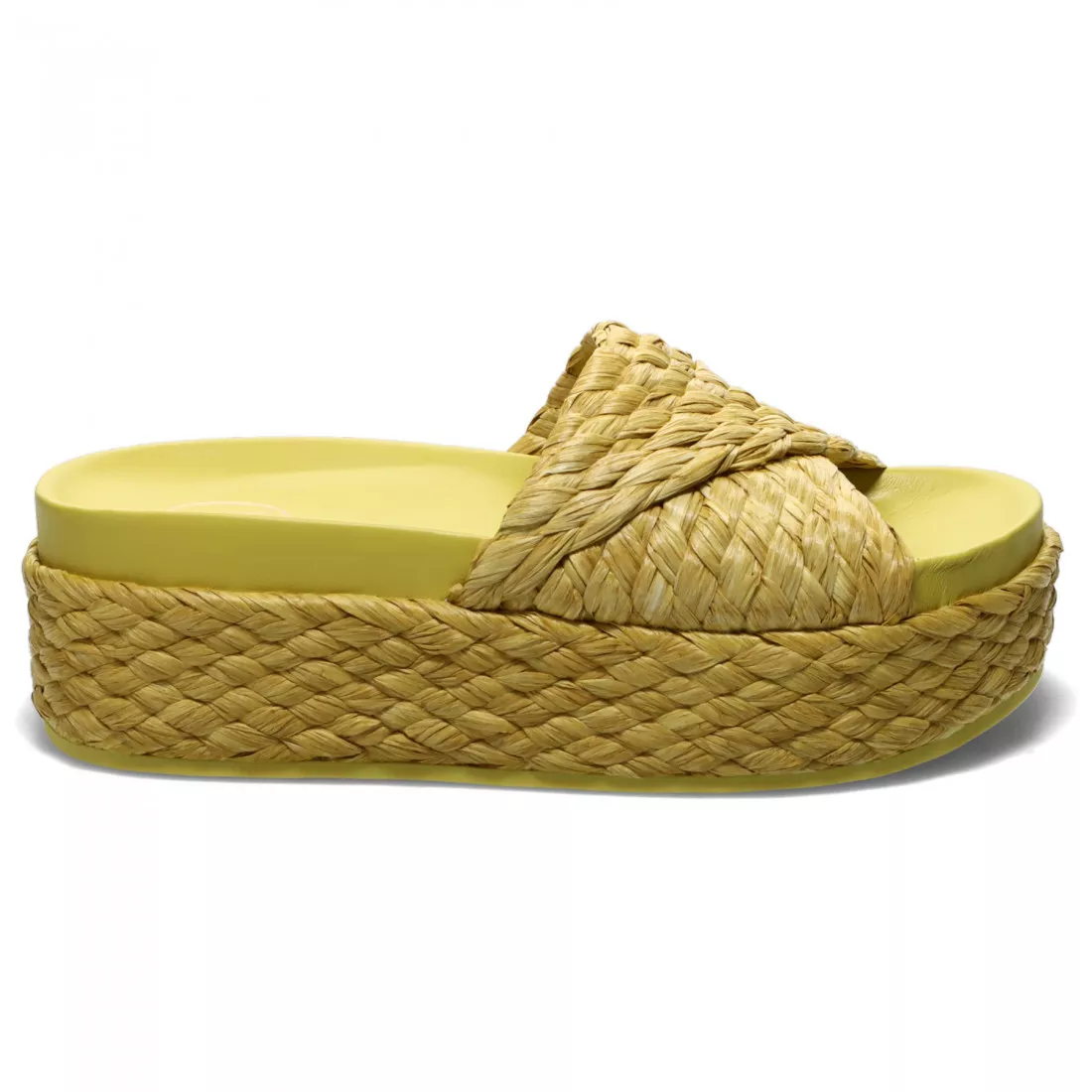 Ciabatta platform Ash Zen gialla in rafia intrecciata