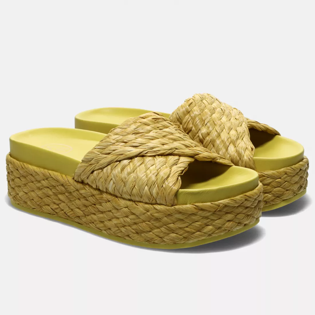Ciabatta platform Ash Zen gialla in rafia intrecciata