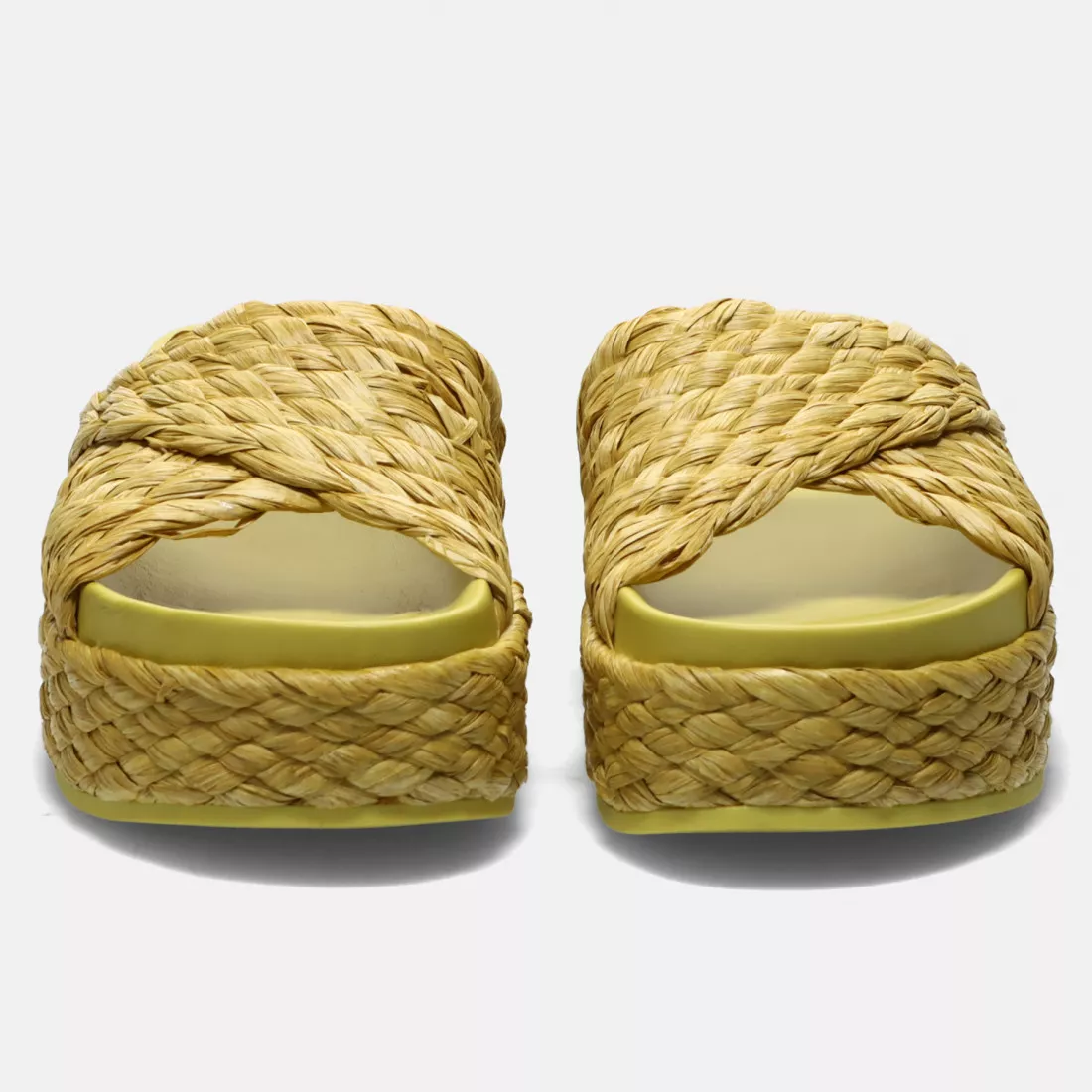 Ciabatta platform Ash Zen gialla in rafia intrecciata