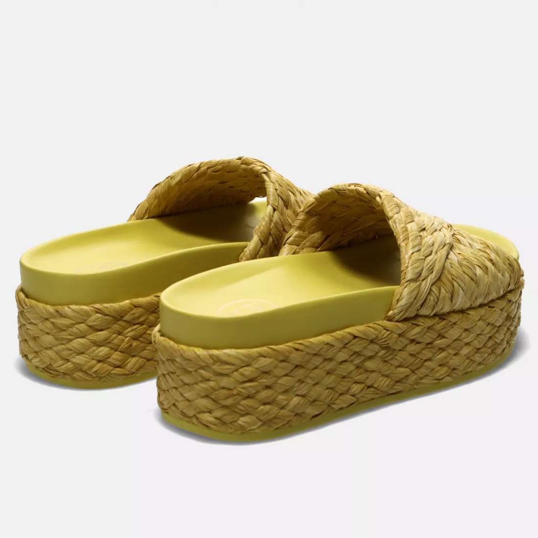 Ciabatta platform Ash Zen gialla in rafia intrecciata