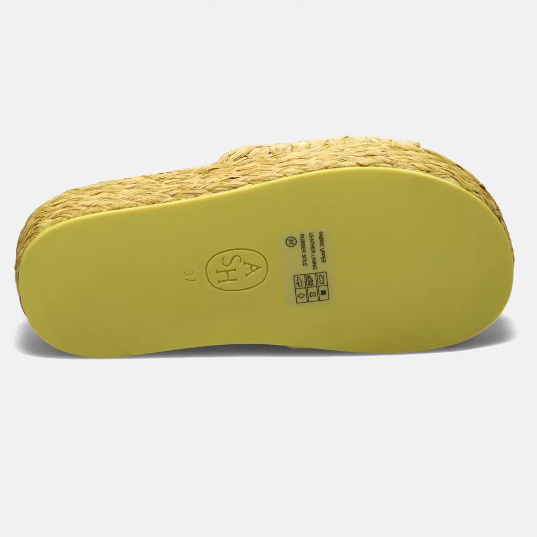 Ciabatta platform Ash Zen gialla in rafia intrecciata