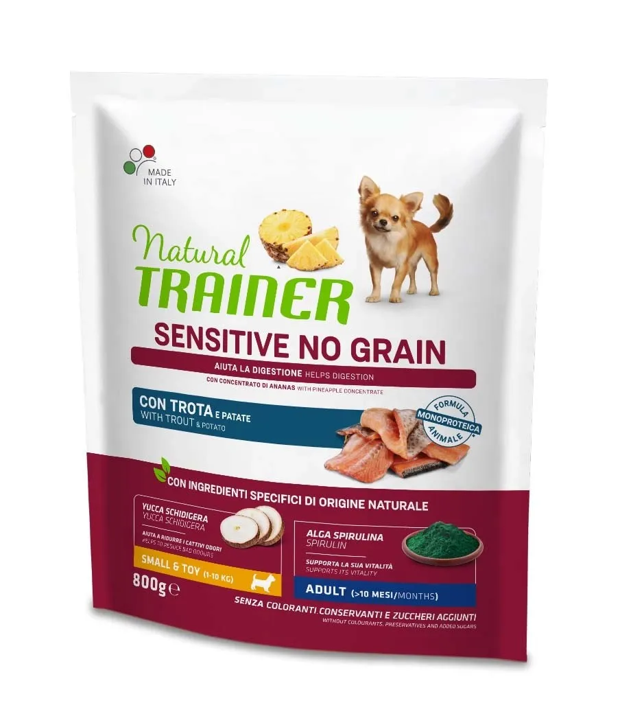 Cibo secco per cani Natural Trainer sensitive no grain trota 800 g