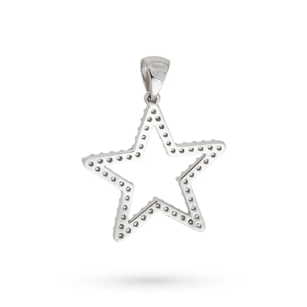 Ciondolo stella oro bianco 18kt zirconi bianchi