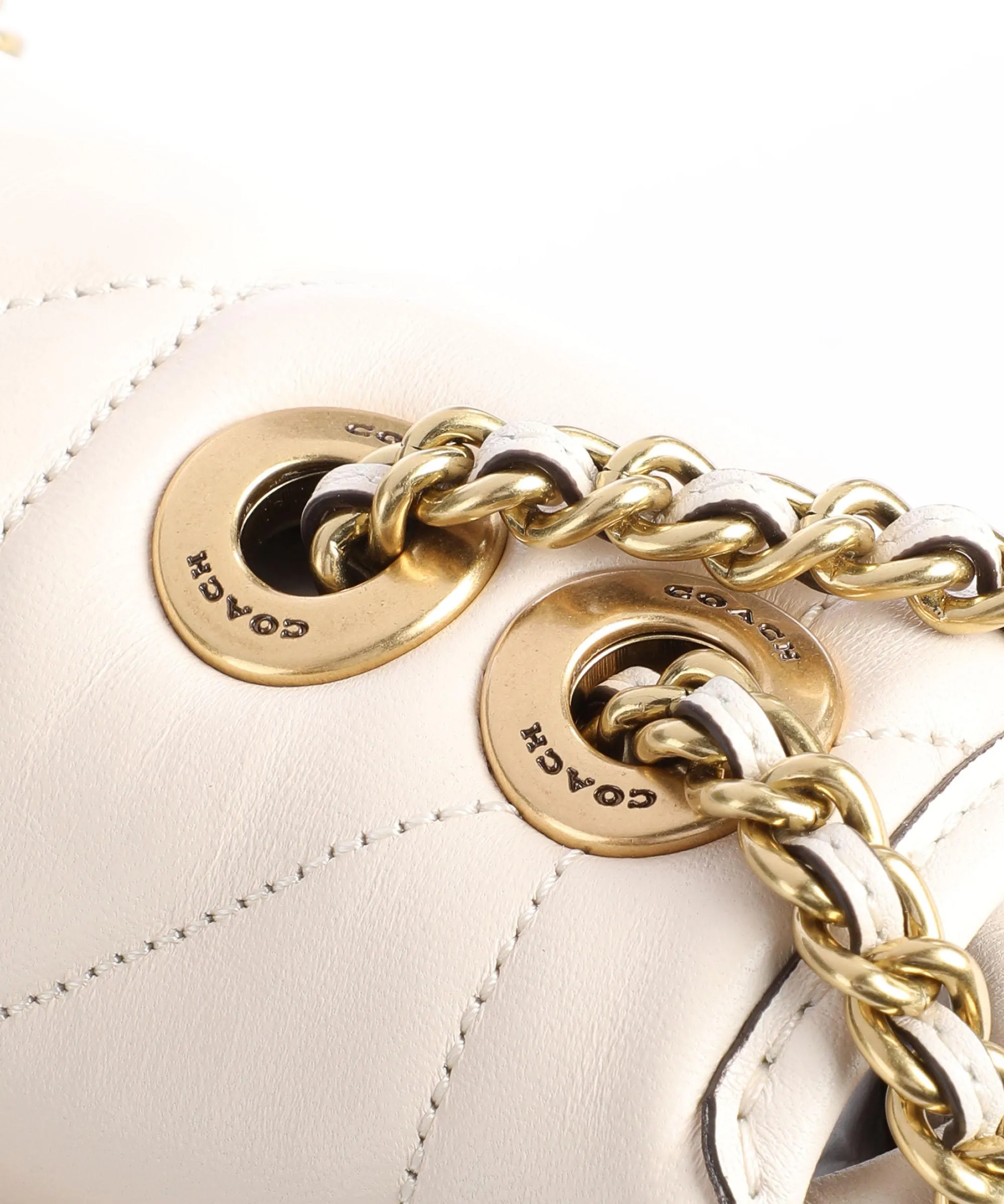  Coach Madison 18 Borsa a spalla cuoio di agnello avorio  