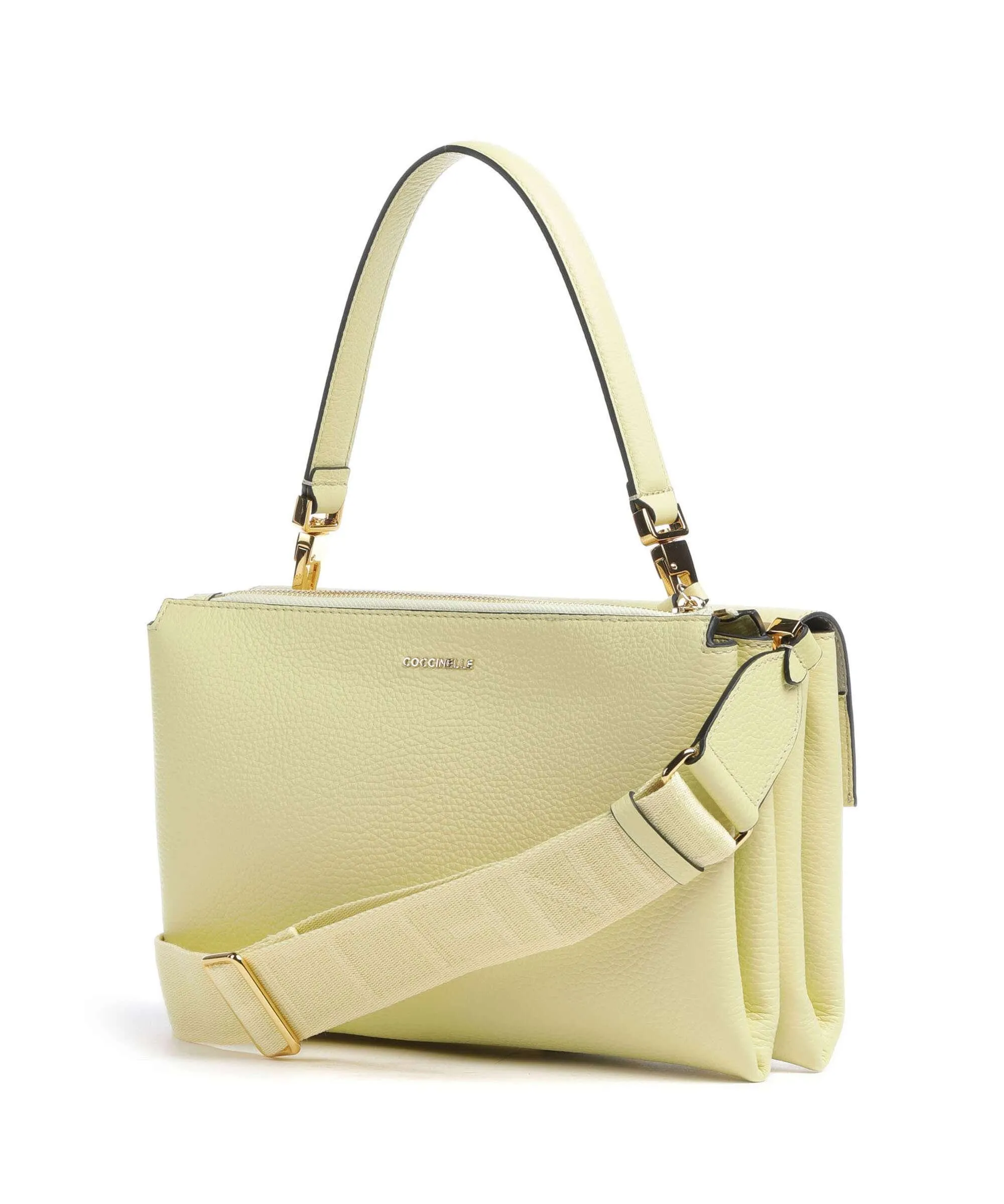  Coccinelle Arlettis Signature Borsa a mano pelle di vacchetta grana giallo  