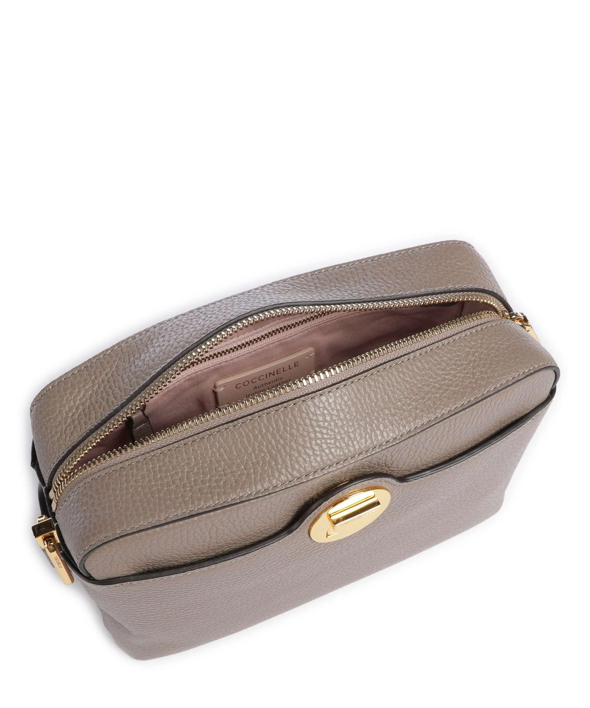  Coccinelle Liya Signature Borsa a tracolla pelle granulata taupe  