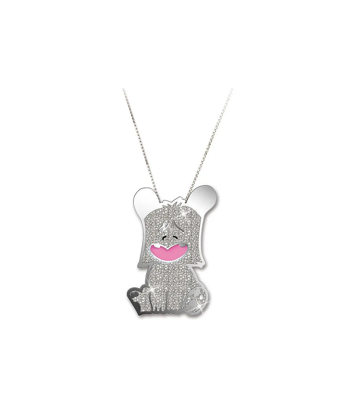Collana Hello Spank Rosa in Argento 925 e Cristalli Swarovski