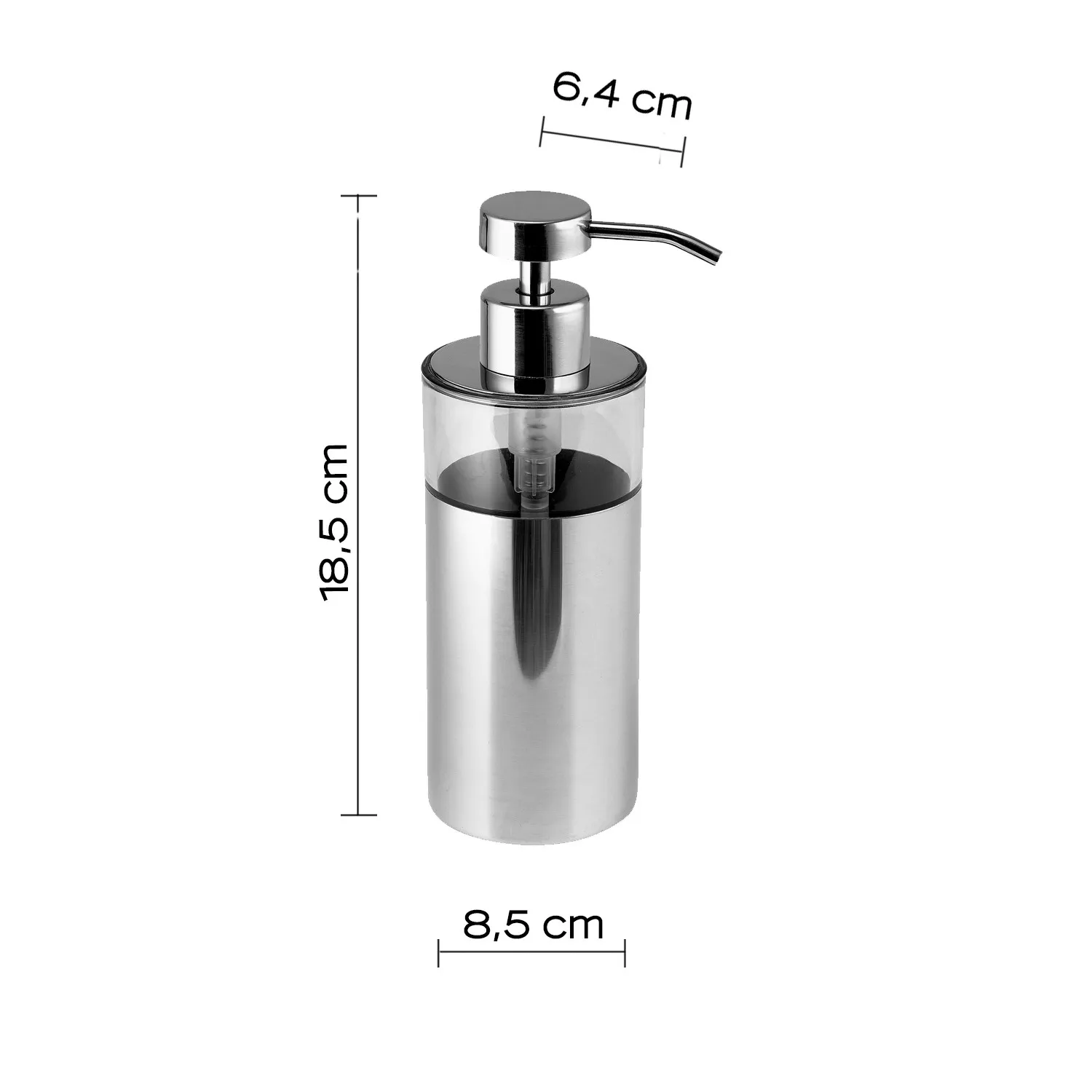 Dispenser sapone Betty in acciaio inox e resina cromo