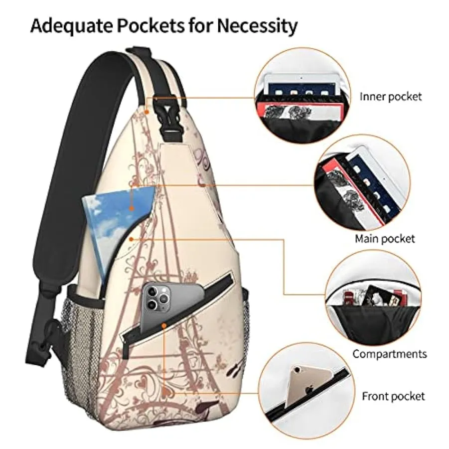 DJNGN Borsa a tracolla per bicicletta della Torre Eiffel, borsa a tracolla, zaino da trekking all’aperto per il fine settimana, 
