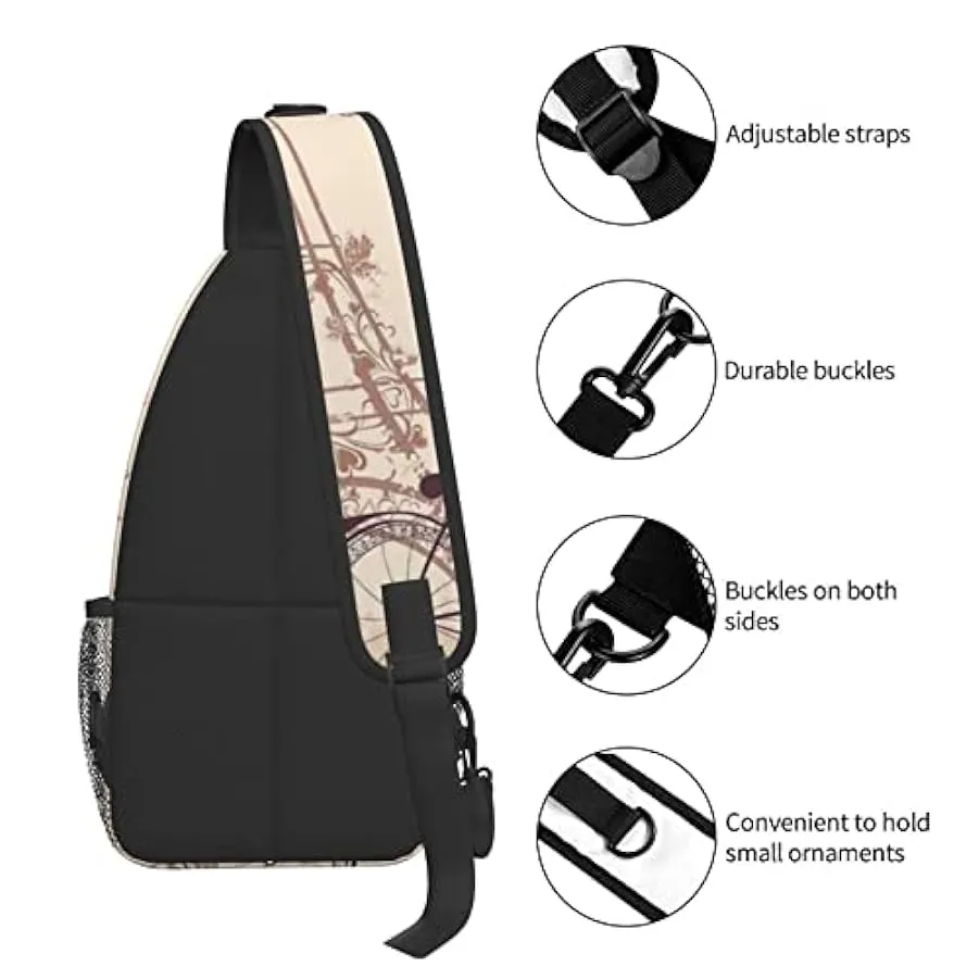 DJNGN Borsa a tracolla per bicicletta della Torre Eiffel, borsa a tracolla, zaino da trekking all’aperto per il fine settimana, 