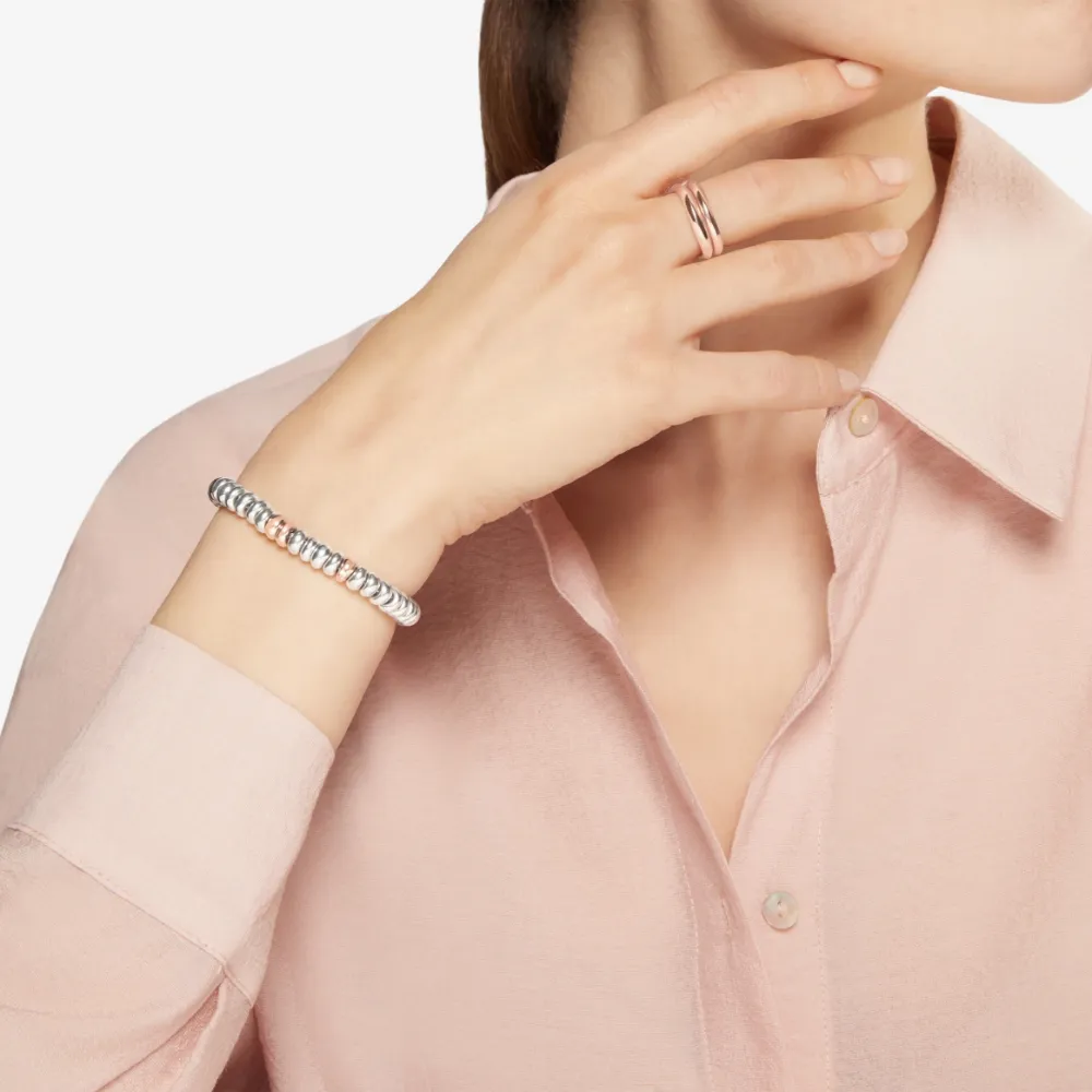 DoDo - Bracciale Rondelle Bold Oro Rosa 9K e Argento