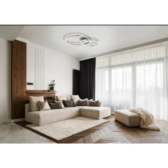 Eglo MOTTAFOLLONE Plafoniera LED Nichel opaco, 1-Luce, Cambia colore