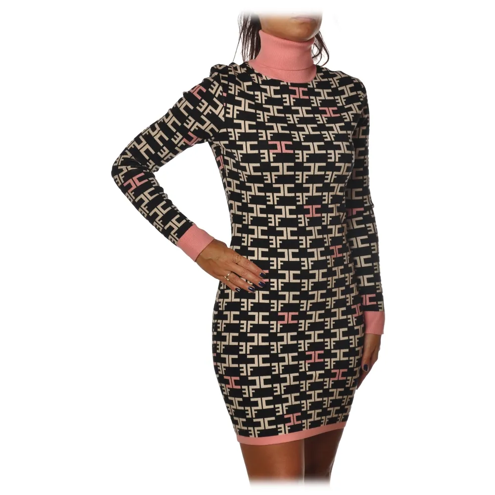 Elisabetta Franchi - Tubino Collo Alto - Nero - Abito - Made in Italy - Luxury Exclusive Collection