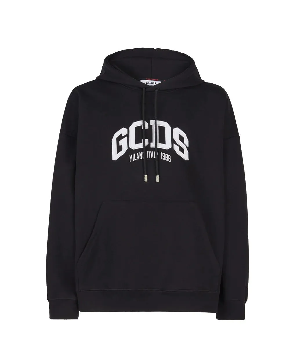 FELPA OVERSIZE NERA IN COTONE CON CAPPUCCIO