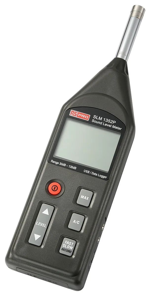 Fonometro con registratore dati RS PRO SLM1352P, 30dB → 130dB (pesatura A, C)