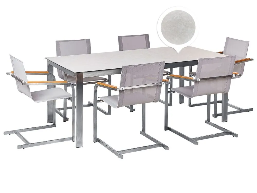 Garden Dining Set 6 Seater COSOLETO Tempered Glass White