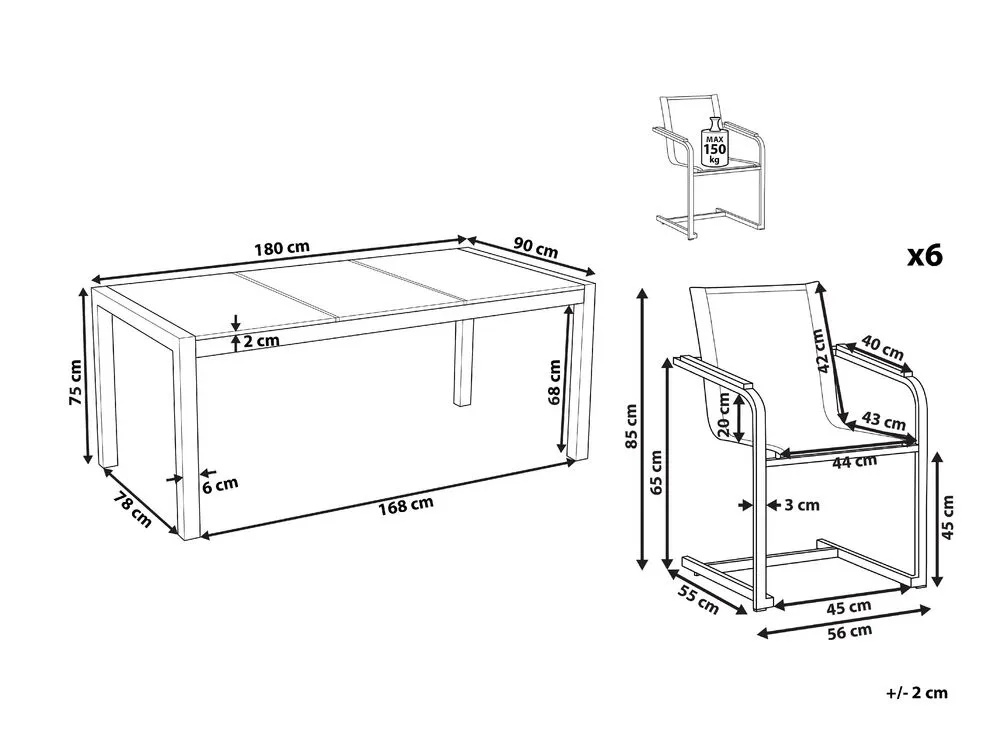 Garden Dining Set 6 Seater COSOLETO Tempered Glass White