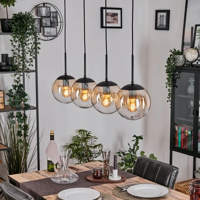 Gastor Lampadario a sospensione, Lampada a sfera, Lampada a sospensione Ambrato, Chiaro, 4-Luci