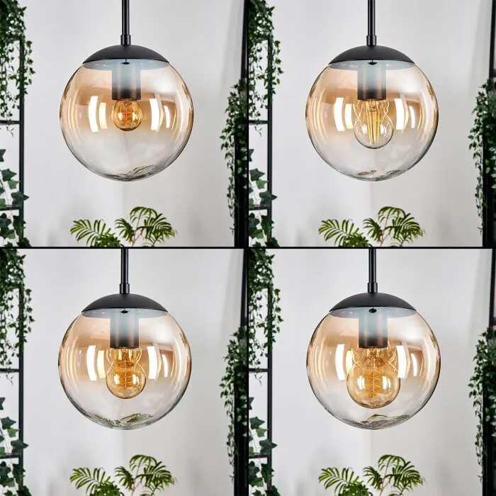 Gastor Lampadario a sospensione, Lampada a sfera, Lampada a sospensione Ambrato, Chiaro, 4-Luci