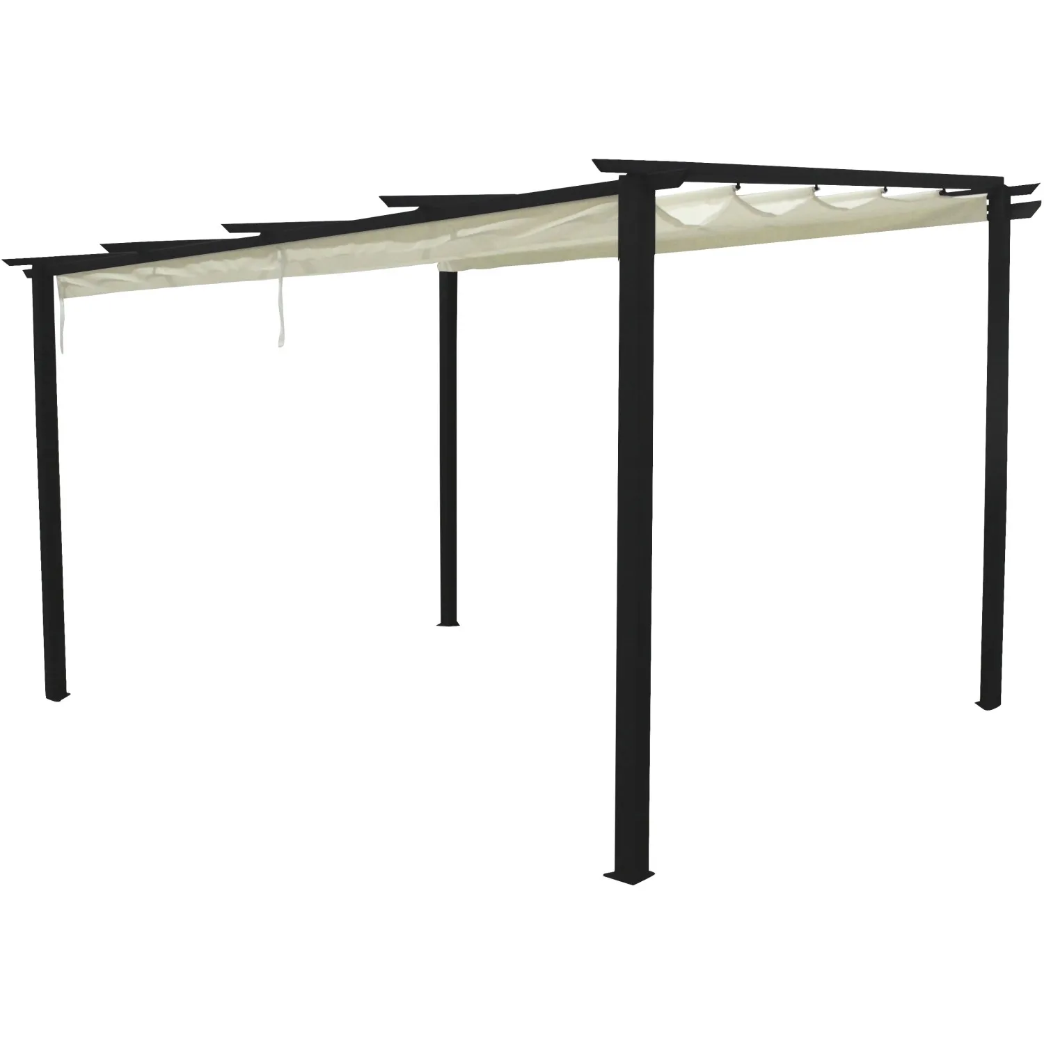 Gazebo pergola in acciaio copertura scorrevole poliestere 180 g ecrù
