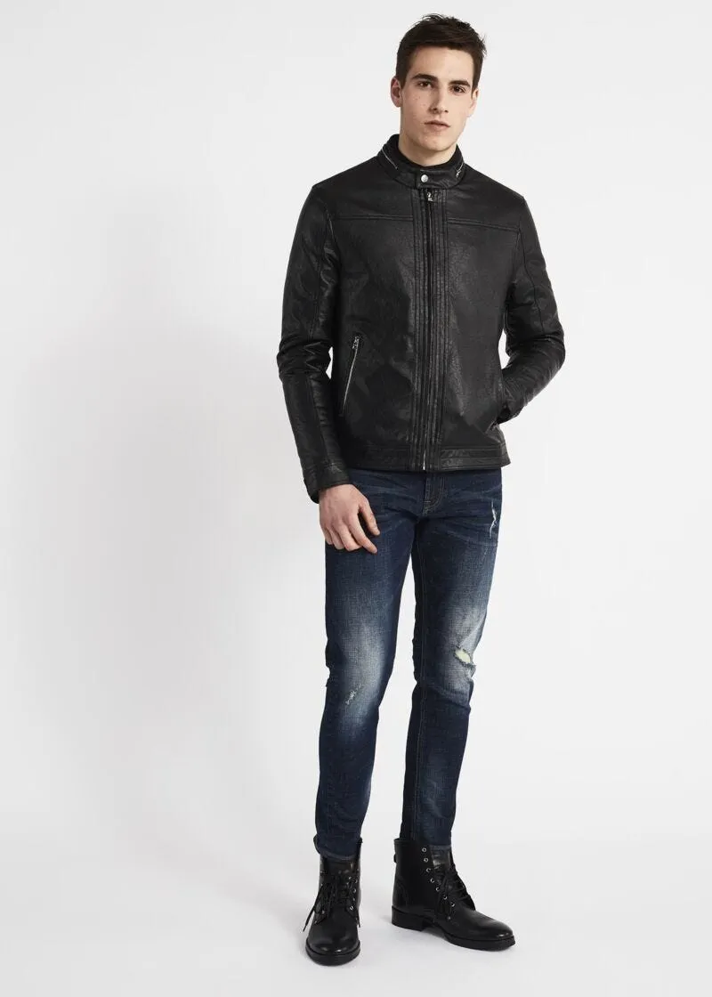 Giacca biker effetto pelle