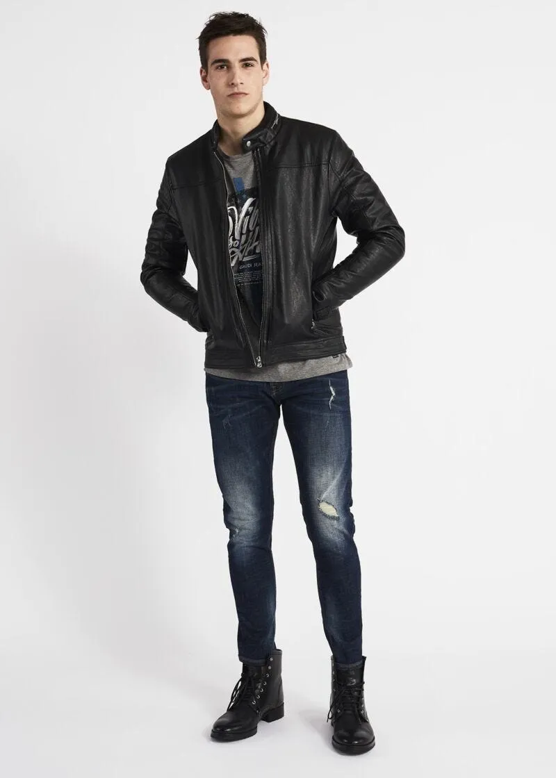 Giacca biker effetto pelle