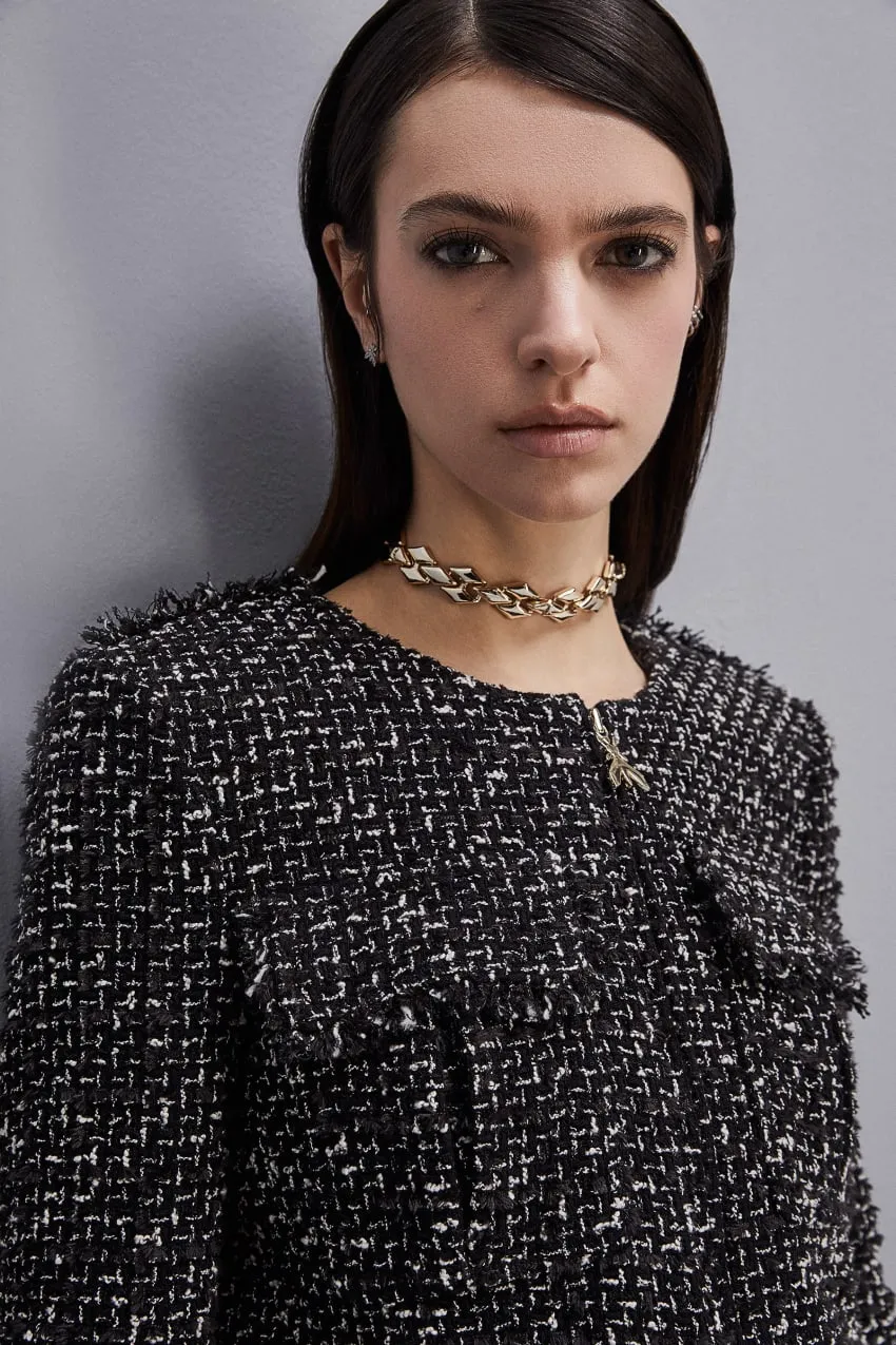 Giacca in tweed con zip     