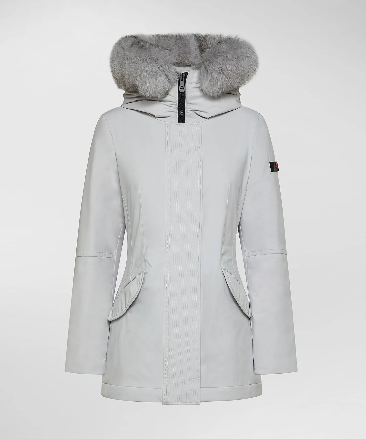 Giacca slim con pelliccia in tono colore