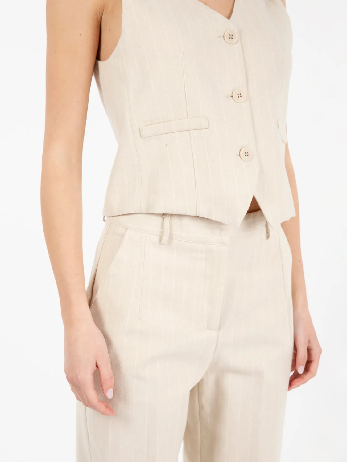 Gilet a righe beige