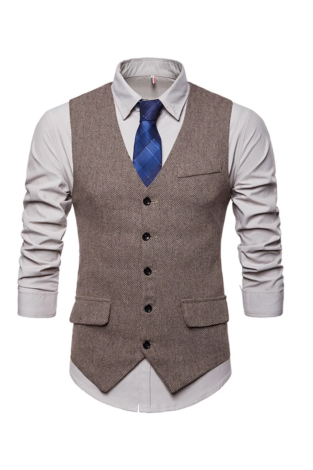 Gilet monopetto con scollo a V nero da uomo