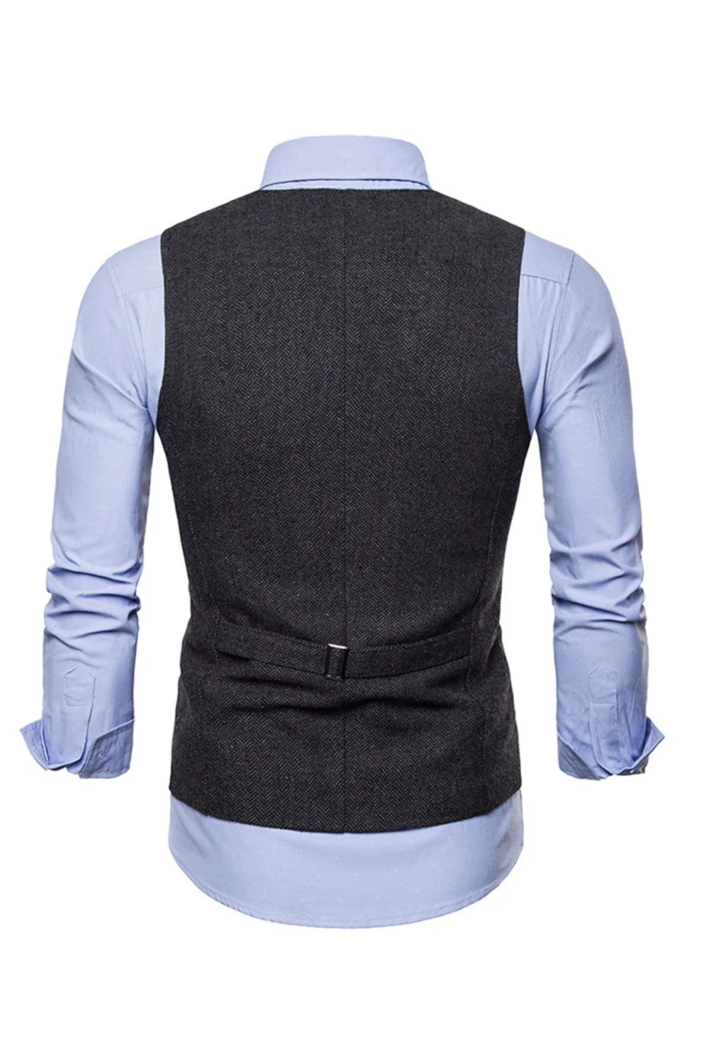 Gilet monopetto con scollo a V nero da uomo