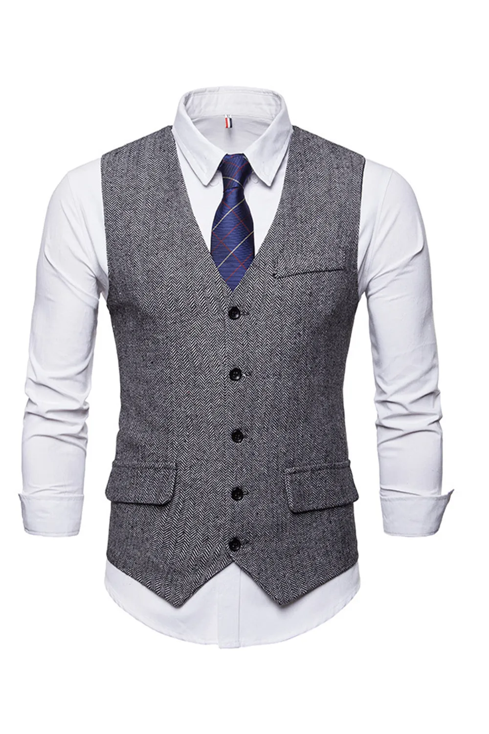 Gilet monopetto con scollo a V nero da uomo